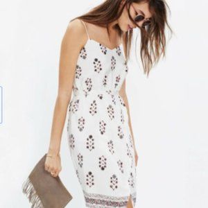 Madewell White Silk Dress Red Pattern sz 4